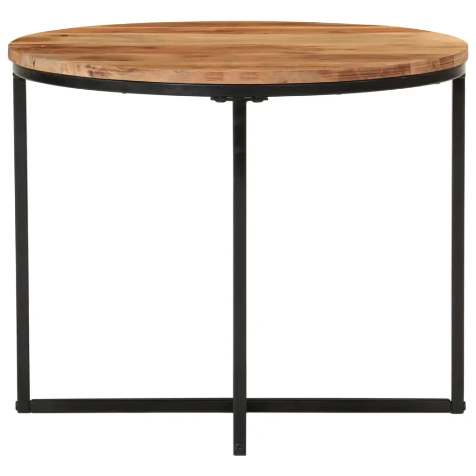 vidaXL Salontafel 55x55x45 cm massief acaciahout en ijzer bruin, foto 2