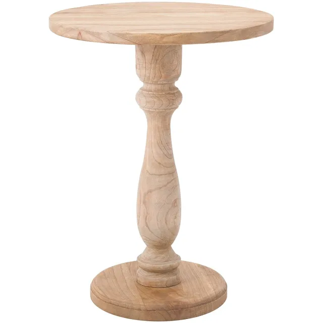 CLP Adamsville Bijzettafel - rond - hout - 50 cm diameter - voor woonkamer en eetkamer - Mindihout met tafelblad - natura
