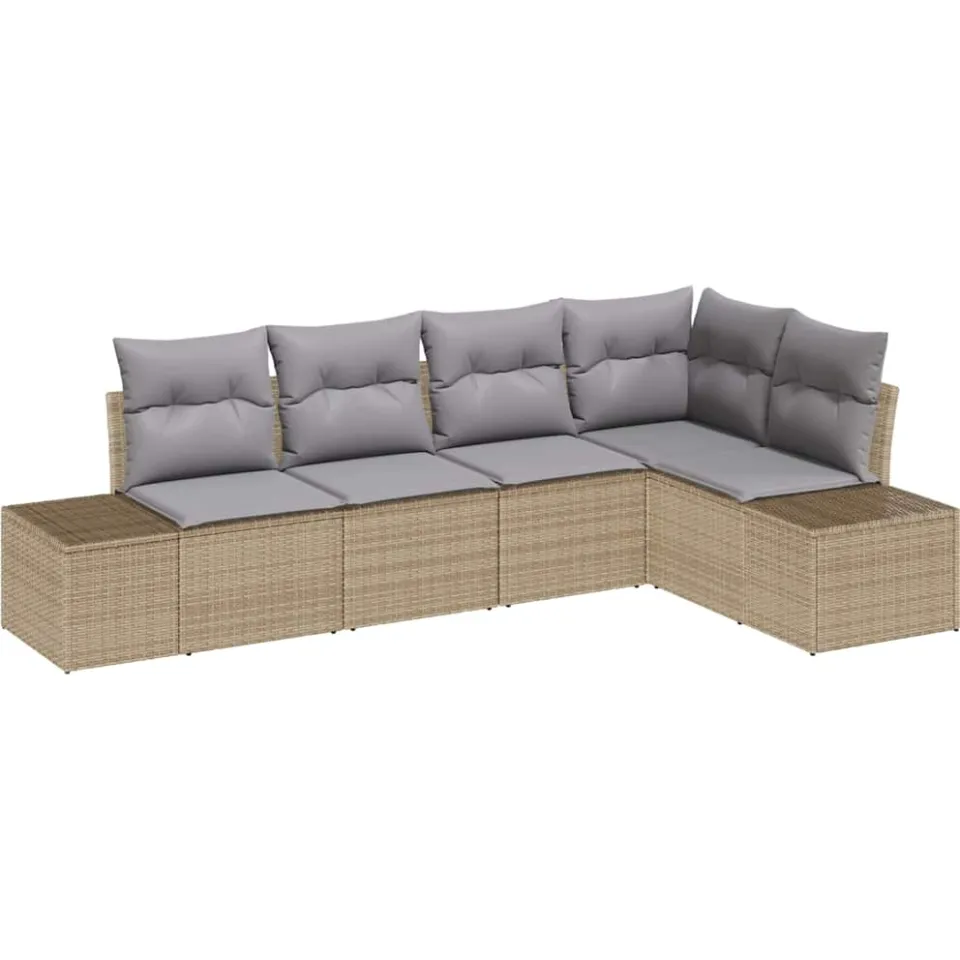 vidaXL Tuin Sofa Set 5 st Beige poly rattan