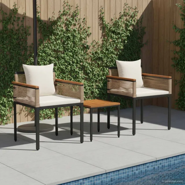 vidaXL Buitenmeubelset met kussen Beige en Crème Wit poly rattan, foto 2