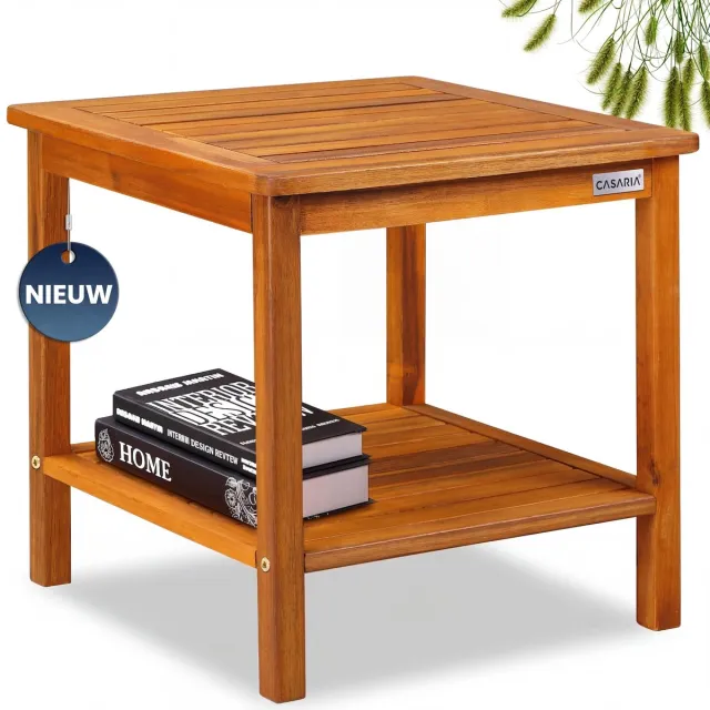 Casaria Bijzettafel - Acaciahout 45x45x45cm 2 Planken Tuin - Bruin
