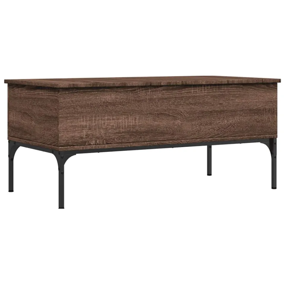 vidaXL Salontafel 100x50x45 cm bewerkt hout en metaal bruin eikenkleur