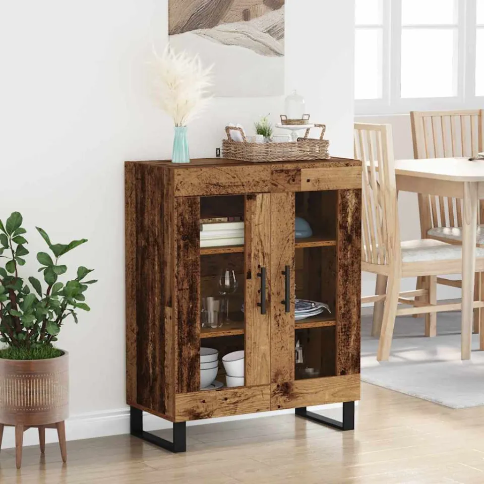 vidaXL Dressoir Oud Hout 69,5 x 34 x 90 cm Bewerkt hout bruin, foto 3
