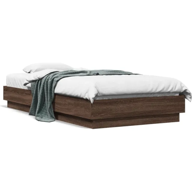 vidaXL Bedframe met LED-verlichting bruin eikenkleurig 90x190 cm