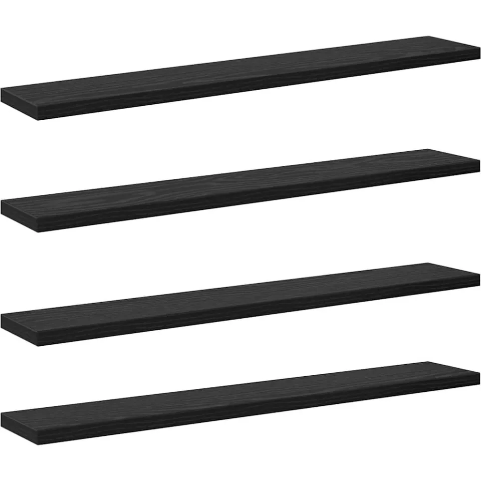 vidaXL Boekenplank Bord 3-laags 4 st 60 x 10 x 1,5 cm Bewerkt hout Zwart