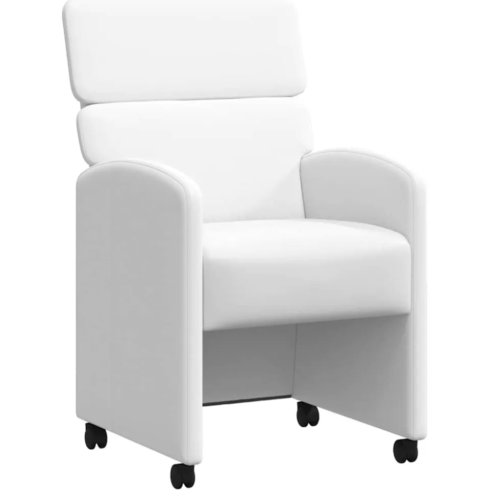 vidaXL Eetkamerstoelen met Wieltjes 2 st Kunstleer Wit 58 x 65 x 98 cm