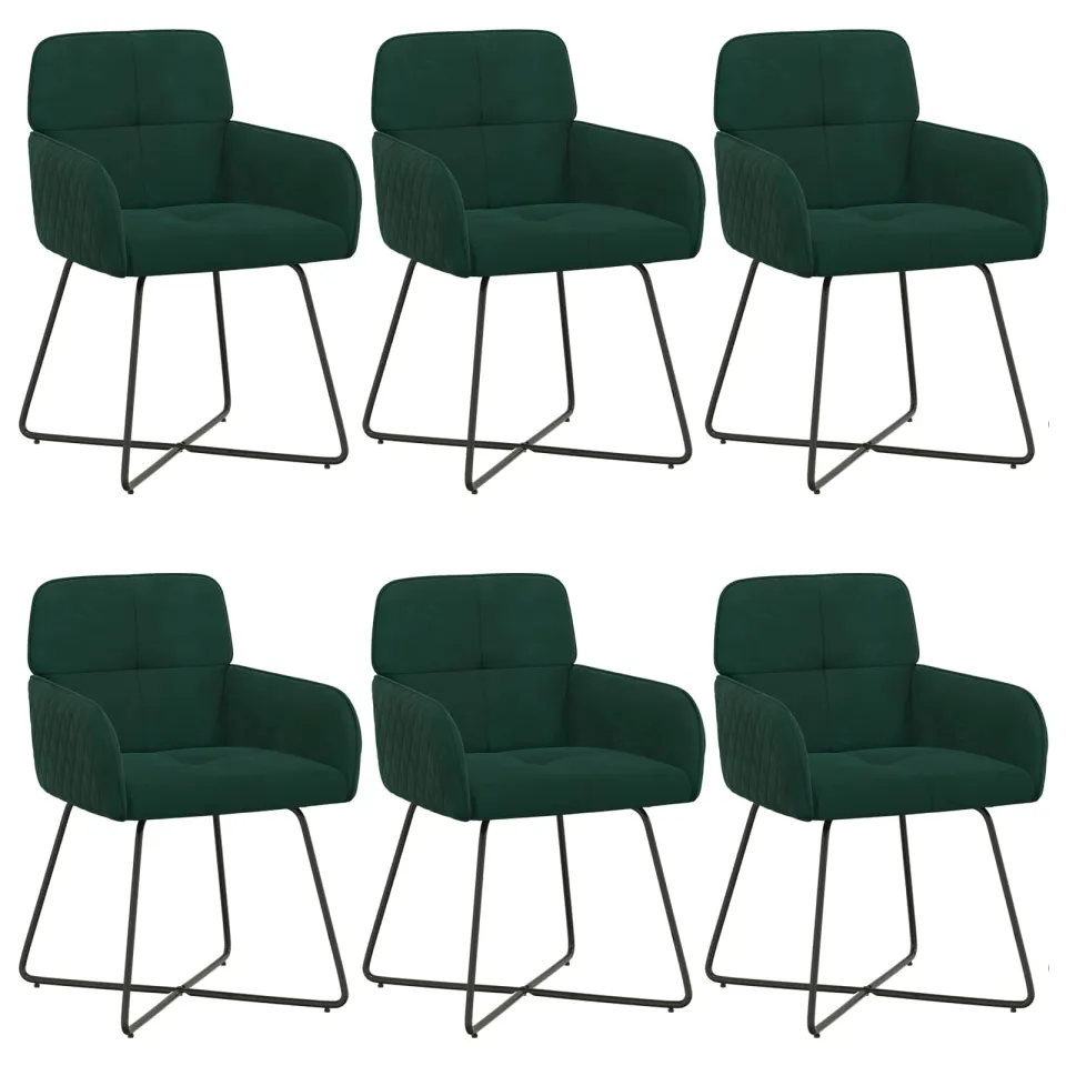 vidaXL Eettafelstoelen 6 st fluweel Donkergroen 59 x 56,5 x 86 cm groen, foto 3