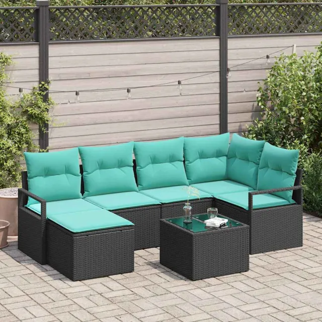 vidaXL Bankstel 7 st Zwart poly rattan, foto 2