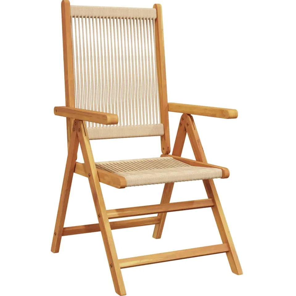 vidaXL 7-delige Tuinset polypropeen en massief hout beige
