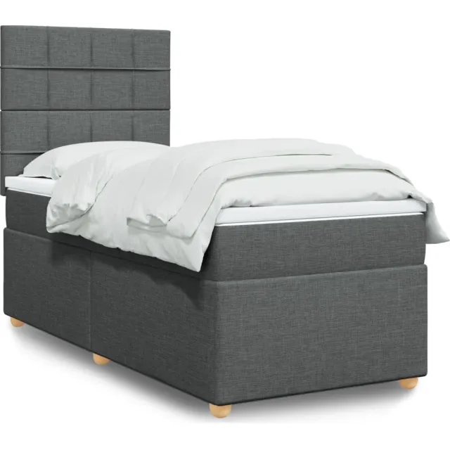 vidaXL Boxspring met matras stof donkergrijs 80x200 cm grijs