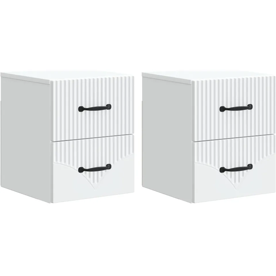 vidaXL Wandbeugel Bedkast 2 st Wit 34,5 x 33 x 40 cm Bewerkt hout, foto 3