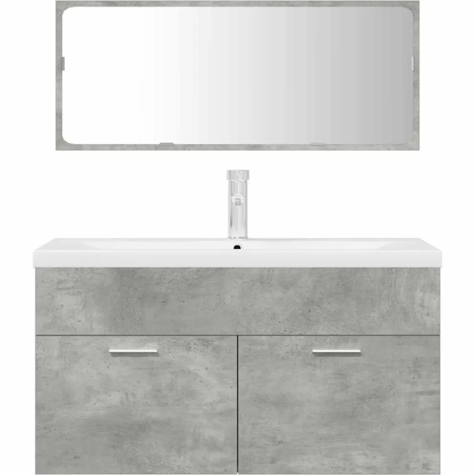 vidaXL 3-delige Badkamermeubelset bewerkt hout betongrijs grijs, foto 4