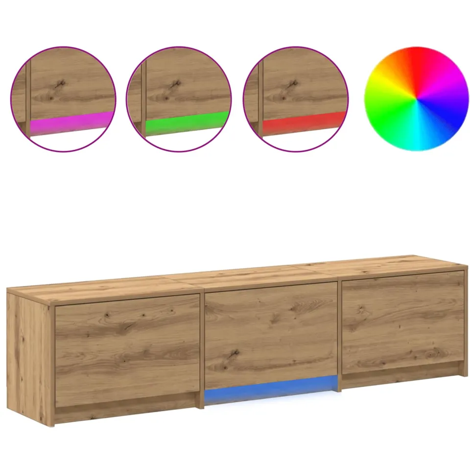 vidaXL TV-kast met LED 165 x 34 x 40 cm Artisanaal eiken, foto 4