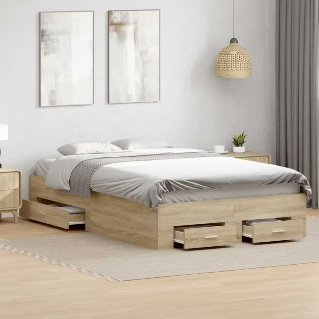vidaXL Bedframe met lade met opslag Bruin 120 x 200 cm Bewerkt hout