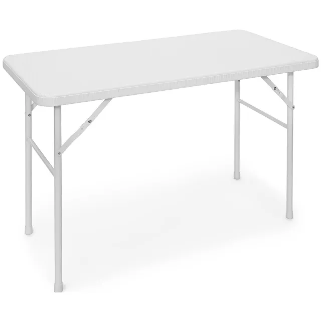 Relaxdays Tuintafel- 74 x 121,5 x 61,5 cm - inklapbaar - kunststof - metaal - rechthoek - wit