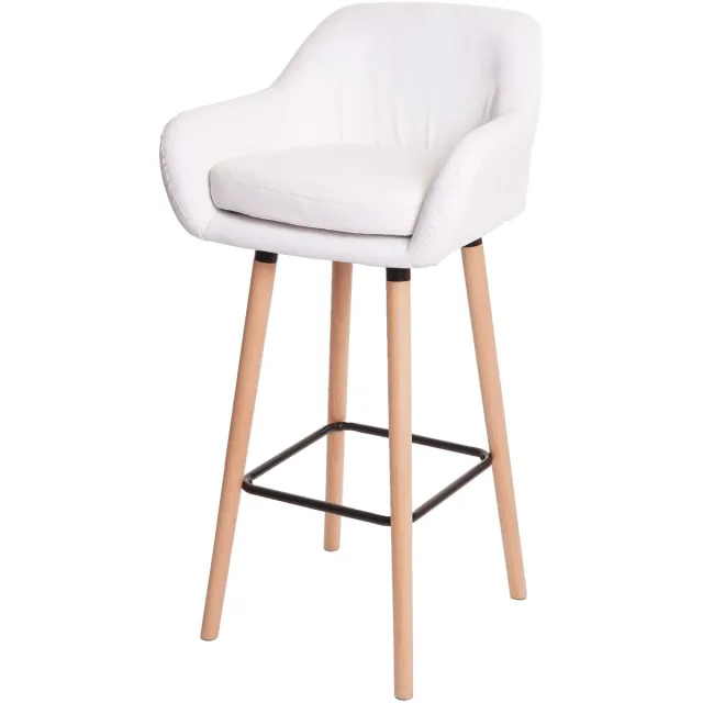MCW Barkruk Malmö T381, barkruk counterkruk MVG-gecertificeerd ~ kunstleer, wit