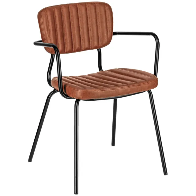 Vega 2x VEGA Stoel met armleuning Tolo; 55x53x81 cm (BxDxH); zitting cognac, frame zwart; 2 stuk / verpakking