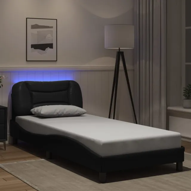 vidaXL Bedframe met LED zonder matras "Hvar" zwart 90x190 cm