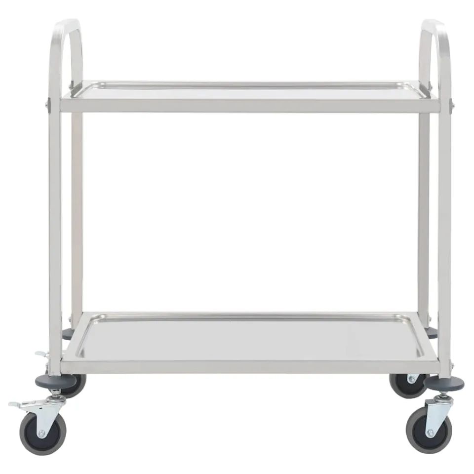 vidaXL Keukentrolley 2-laags 96,5x55x90 cm roestvrij staal, foto 2