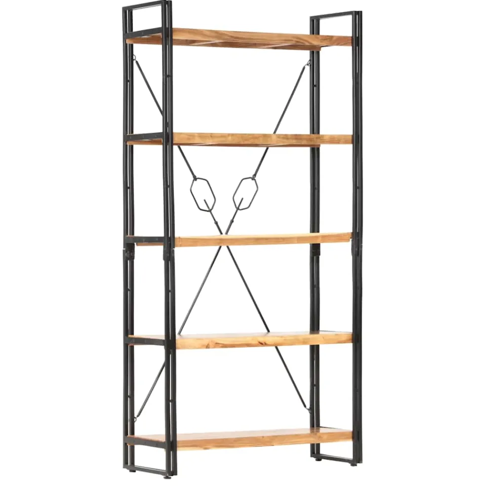 vidaXL Boekenkast met 5 schappen 90x30x180 cm massief acaciahout Bruin