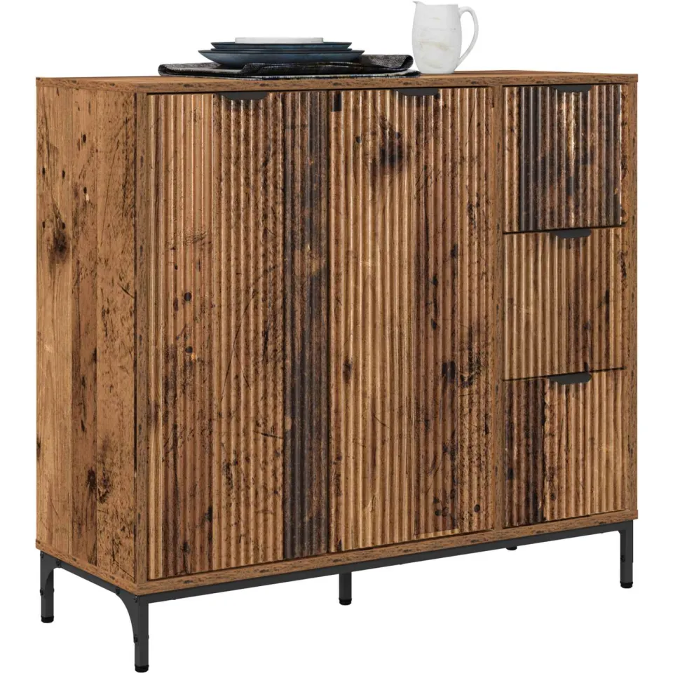 vidaXL Dressoir Oudhout 89,5 x 33 x 82 cm Bewerkt hout Bruin