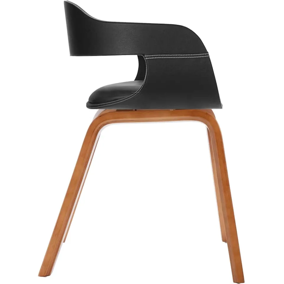 vidaXL Eetkamerstoel gebogen hout en kunstleer zwart, foto 4