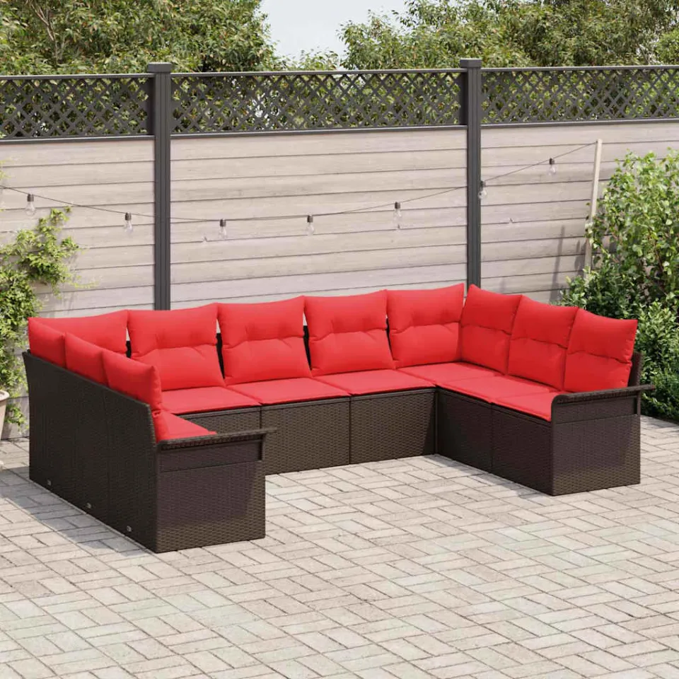 vidaXL Tuin Sofa Set 9 st Bruin poly rattan, foto 3