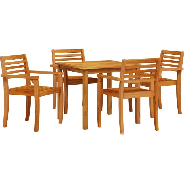 vidaXL Tuin eettafelset 5 st Bruin Massief Acaciahout, foto 2