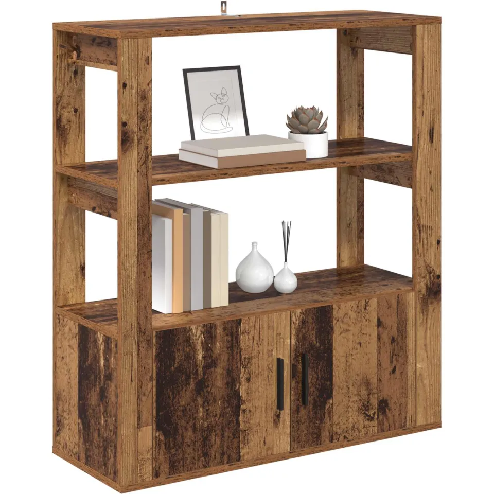 vidaXL Dressoir Oud hout 30 x 80 x 90 cm Bewerkt hout Bruin
