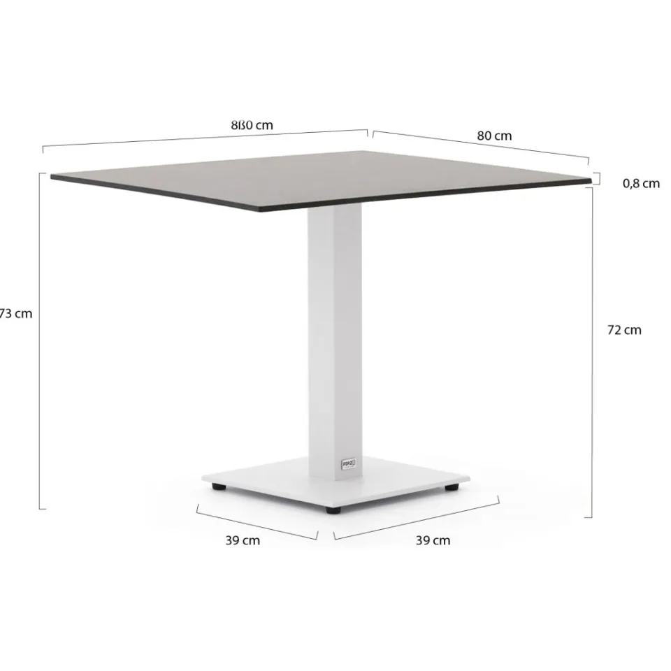 Forza Furniture Forza Orta tuintafel 80x80x73cm wit, foto 2