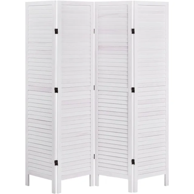 Beliani AVENES - Roomdivider met 4 panelen - Gebroken wit - Paulowniahout