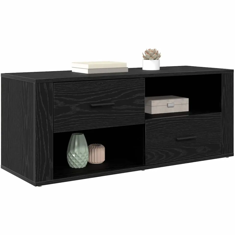 vidaXL TV-kast 100 x 35 x 40 cm Zwart Eiken Bewerkt hout