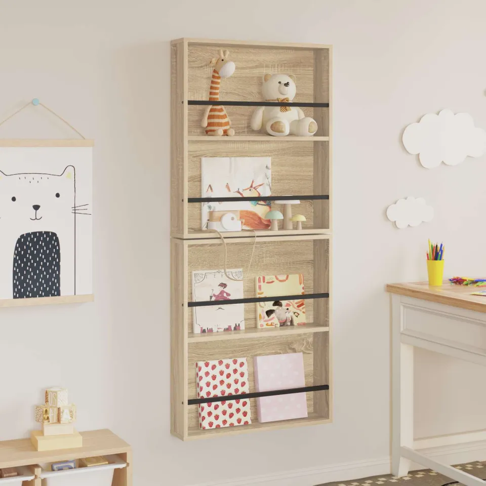 vidaXL Tijdschrift Rek 2 st Sonoma Eiken 60 x 12 x 70 cm Bewerkt hout, foto 4