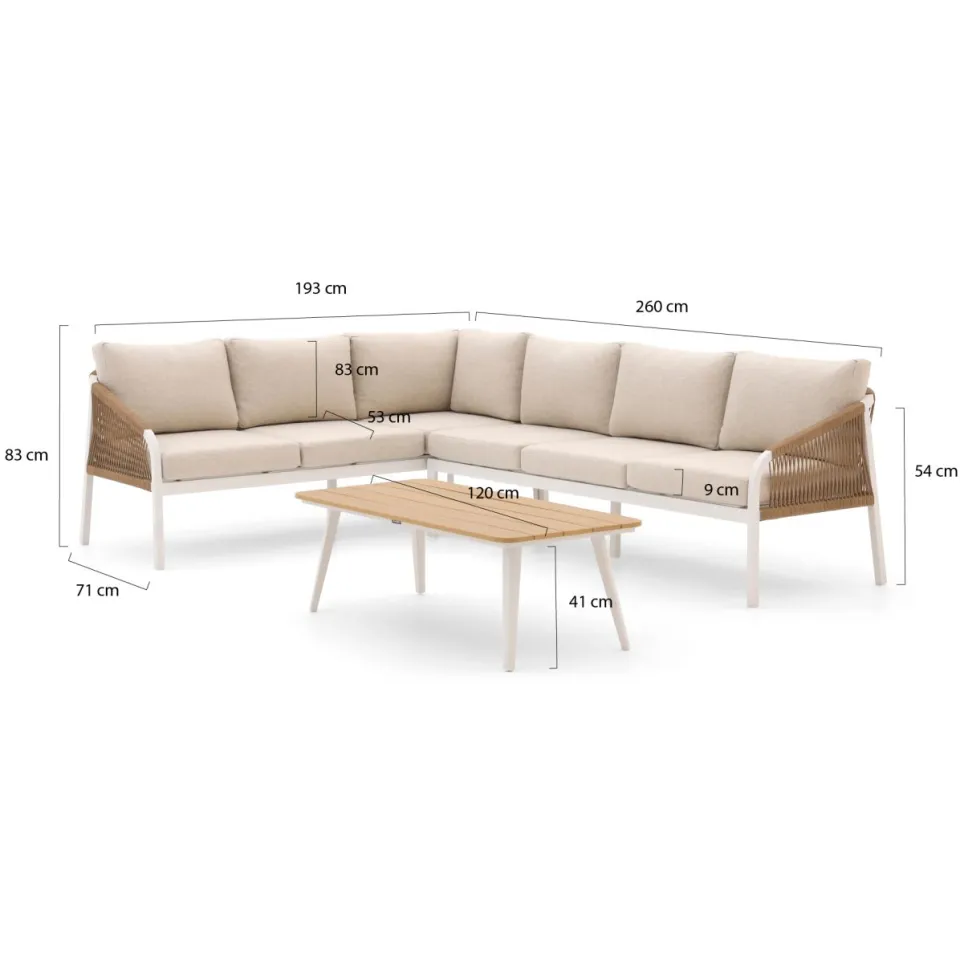 Manifesto Furniture Manifesto Copparo hoek loungeset 3-delig wit, foto 2