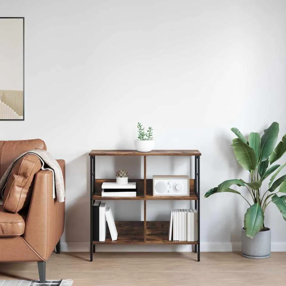 vidaXL Boekenkast 4-laags 82 x 32 x 79 cm Bewerkt hout Gerookt eiken, foto 3