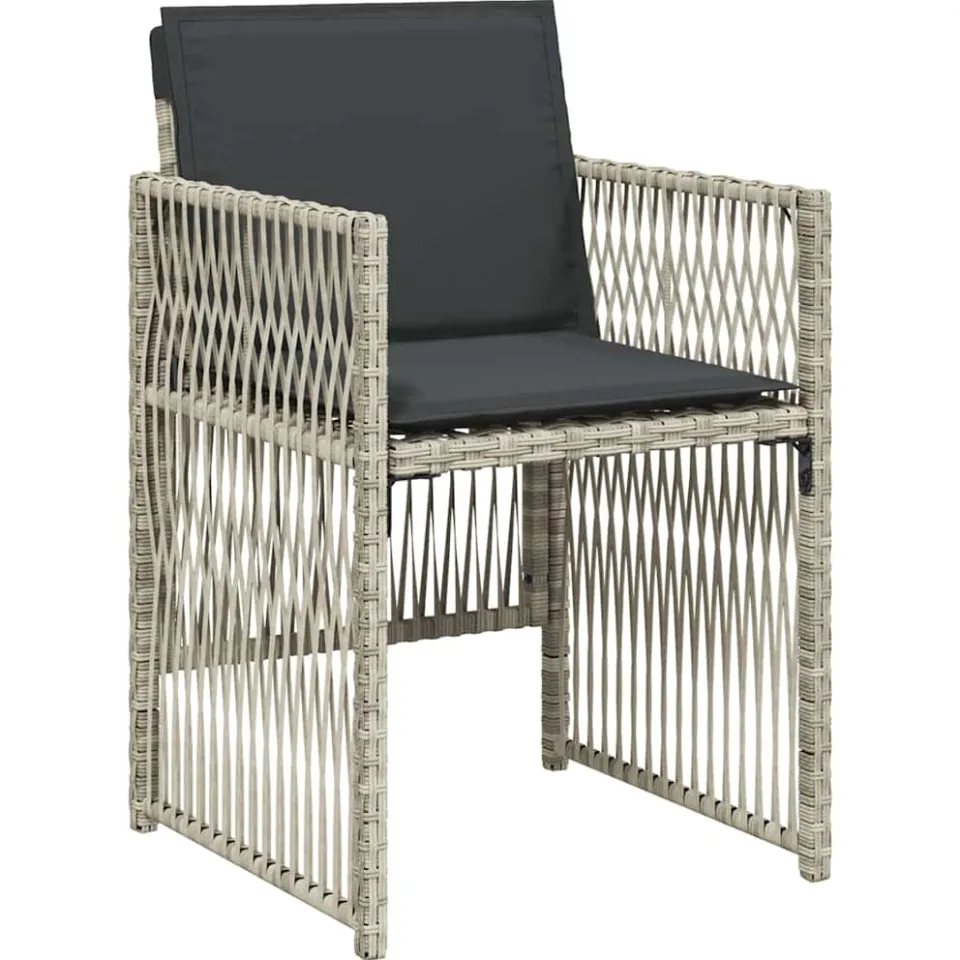 vidaXL 11-delige Tuinset met kussens poly rattan lichtgrijs grijs, foto 4