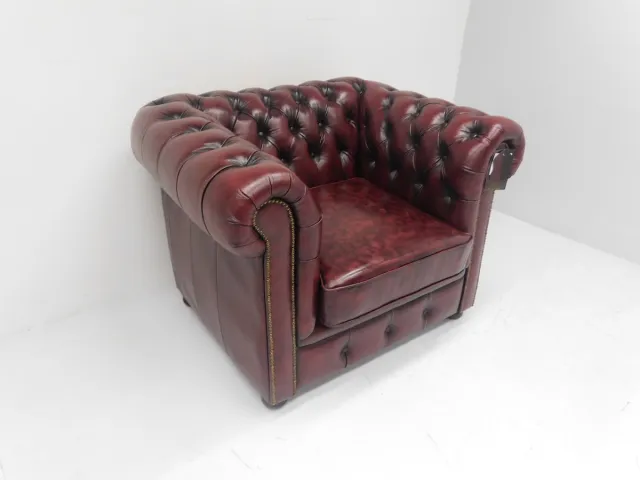 Chesterfieldsite Chesterfield fauteuil - "Springfield" - Antiek Leder - Burgundy (Bordo rood) Rood (Bordo)