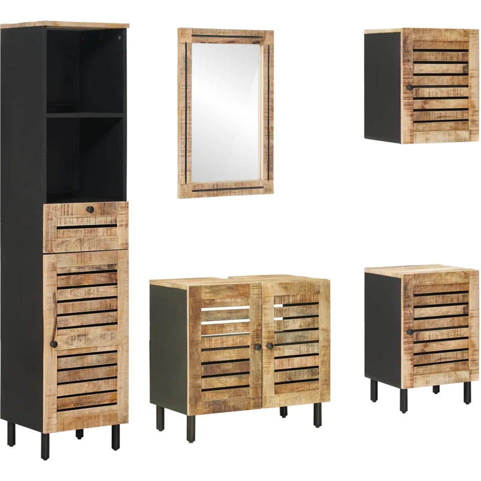 vidaXL Badkamerkastenset 5 st Naturel 38 x 33 x 160 cm, foto 3