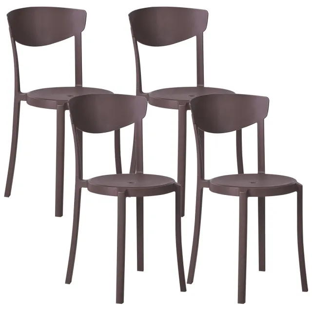 Beliani VIESTE - Tuinstoel set van 4 - Bruin - Synthetisch materiaal