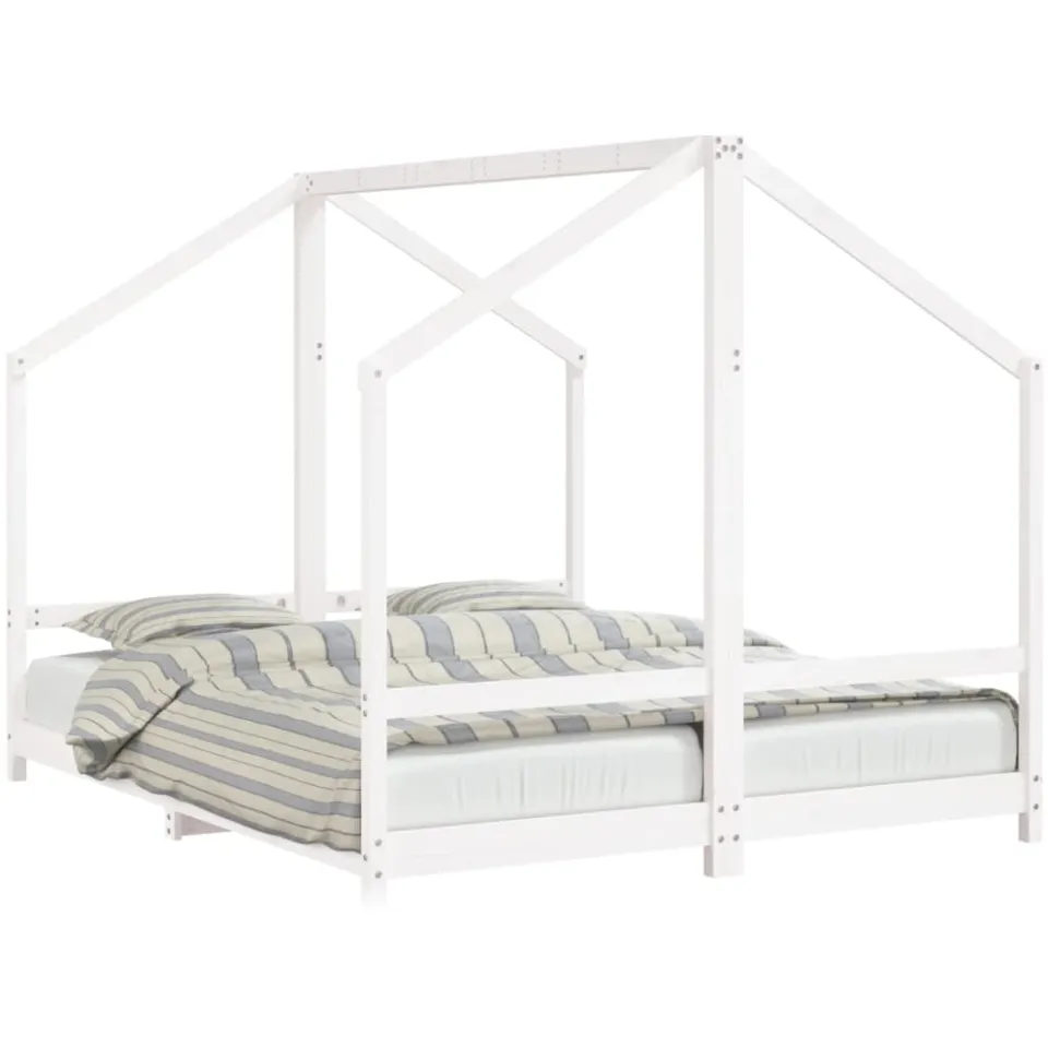 vidaXL Kinderbedframe 2x(80x200) cm massief grenenhout wit, foto 3