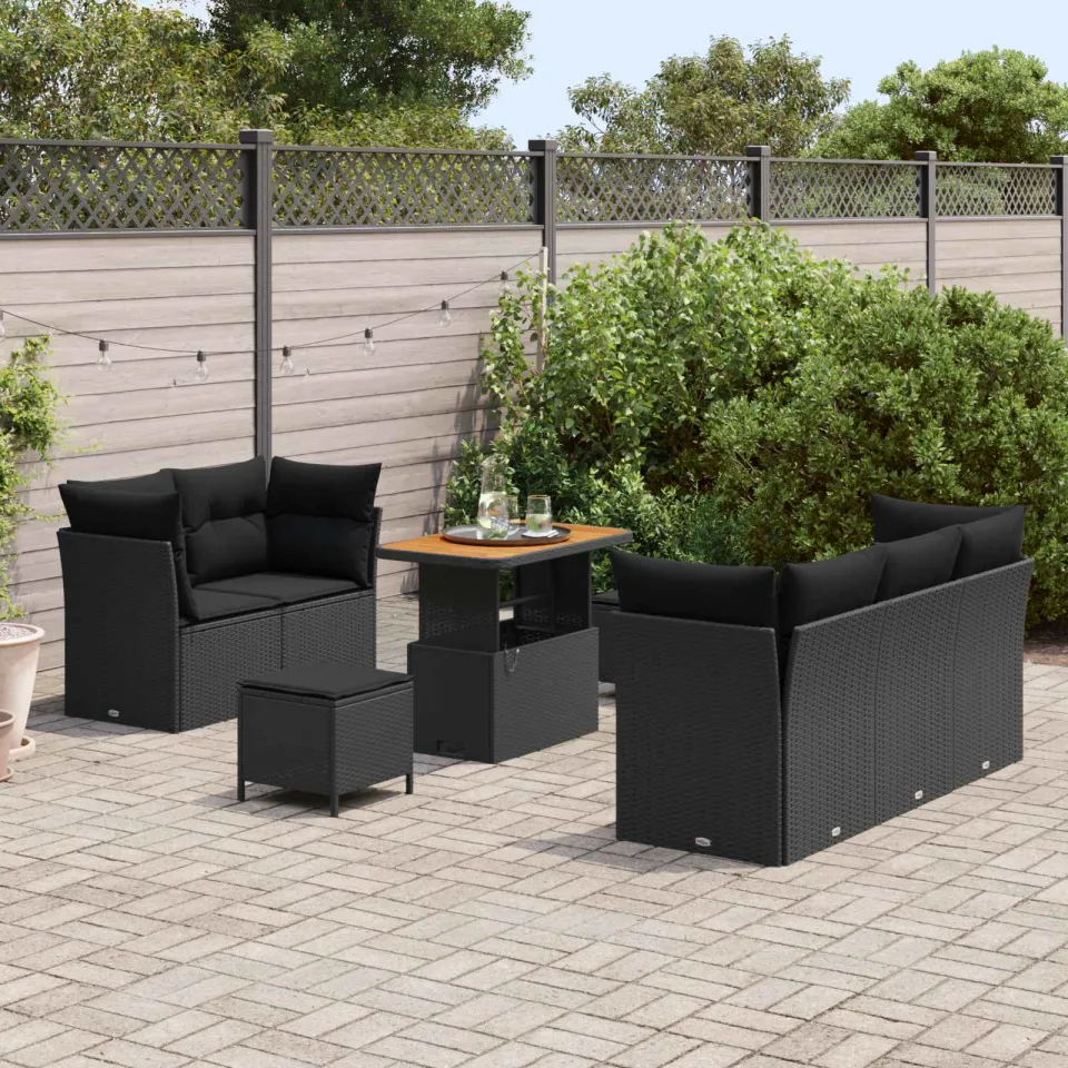vidaXL Tuin Sofa Set 8 st Zwart poly rattan, foto 3