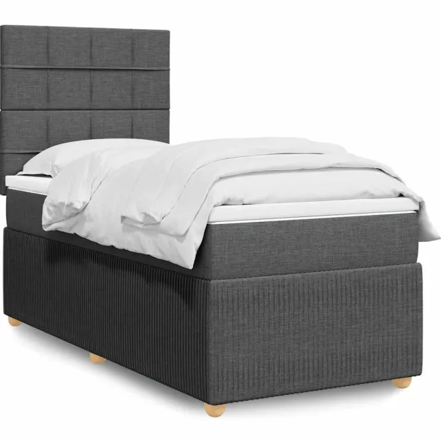 vidaXL Boxspring met matras stof donkergrijs 90x190 cm grijs
