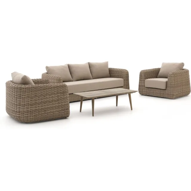 Intenso Furniture Intenso Tarcento/Rough-K stoel-bank loungeset 4-delig Taupe
