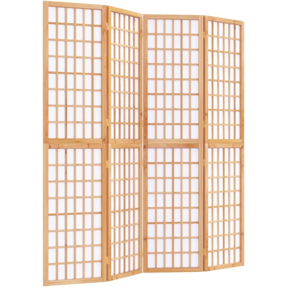 vidaXL Kamerscherm inklapbaar 4 panelen Japanse stijl 160x170 cm bruin, foto 3