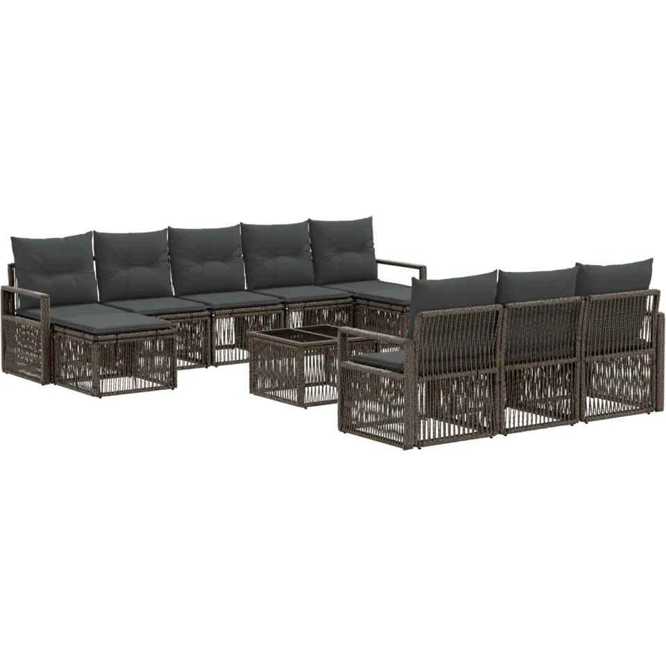 vidaXL Tuinbankenset 11 st Grijs poly rattan, foto 3