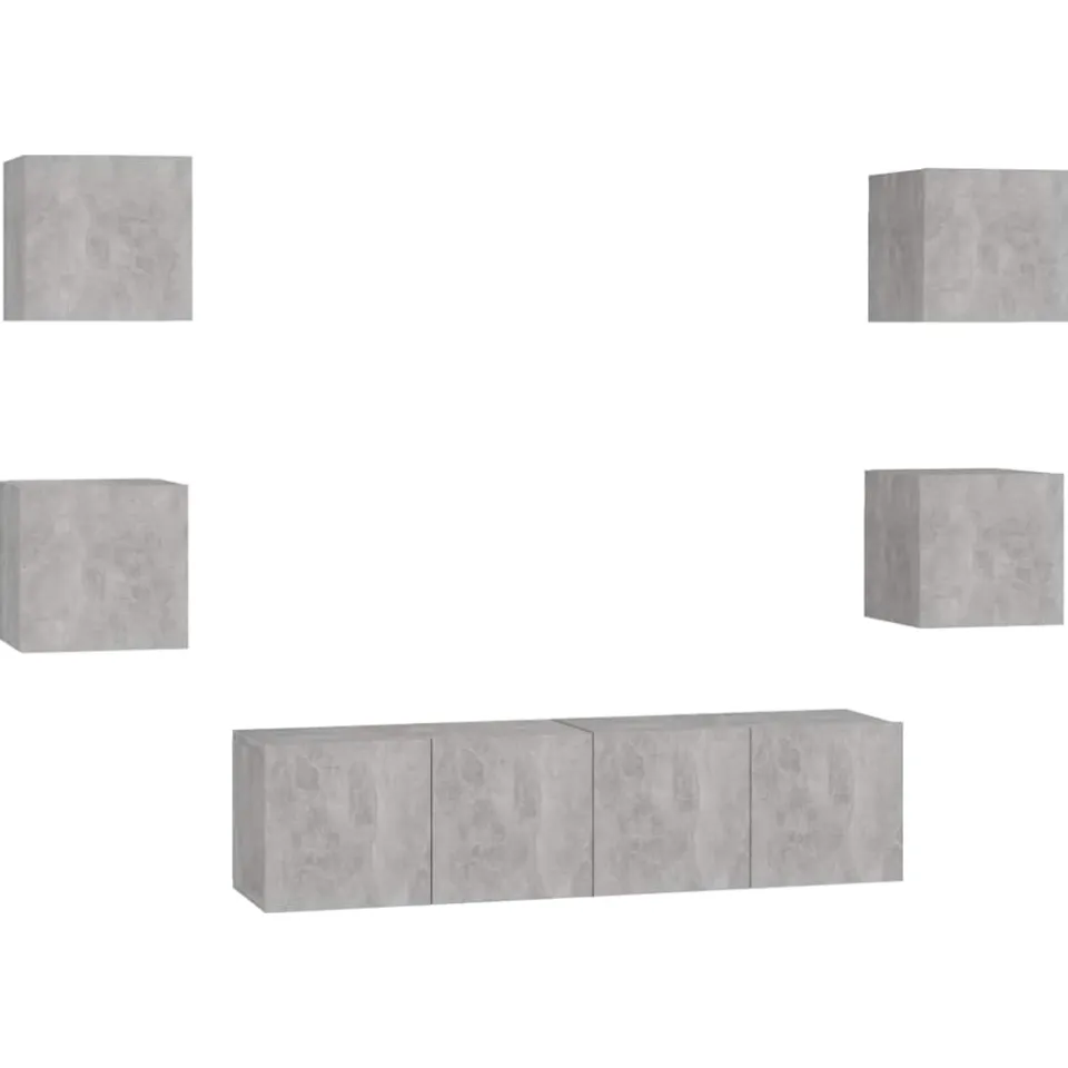 vidaXL 6-delige Tv-meubelset bewerkt hout betongrijs grijs, foto 3