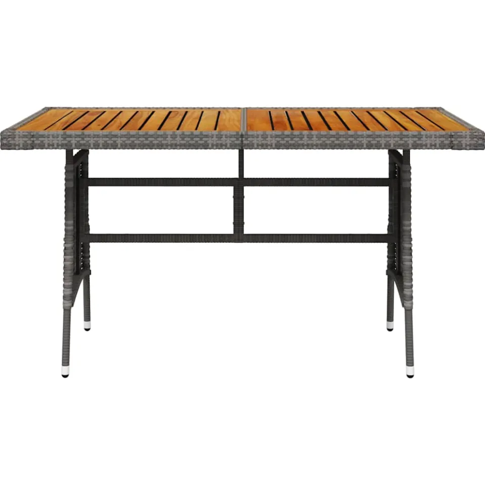 vidaXL Tuintafel 130x70x72 cm poly rattan en massief acaciahout grijs