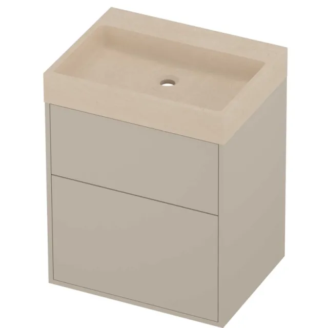 Proline Evoli Badmeubelset Hardsteen Loft 2 Laden 60x46x75 cm Sand Stone Soft Linen Beige