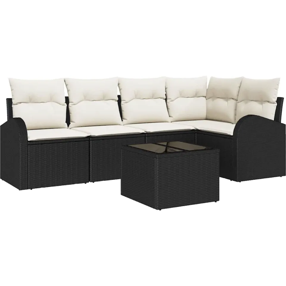 vidaXL Bankstel met kussen Zwart Polyester