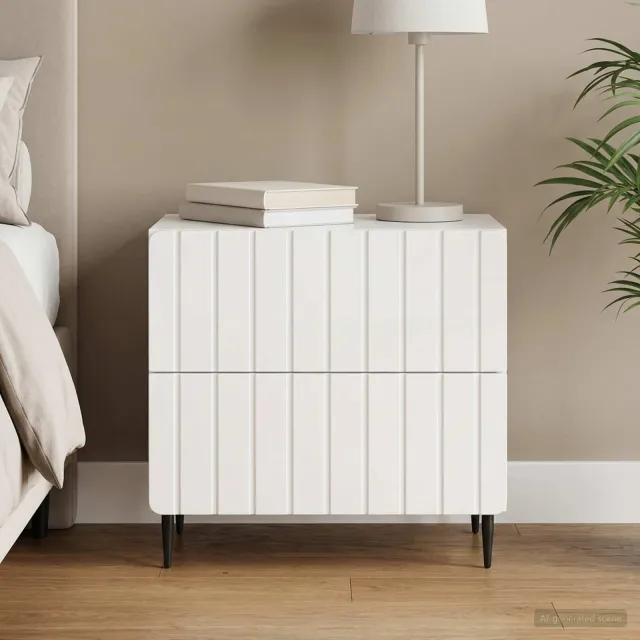 vidaXL Nachtkastje Hoogglans Wit 62 x 34,5 x 49,5 cm Bewerkt hout, foto 2